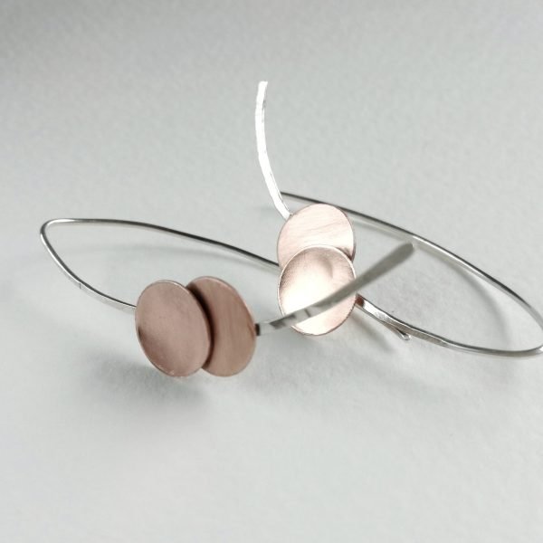 Pendientes de cobre y plata de ley