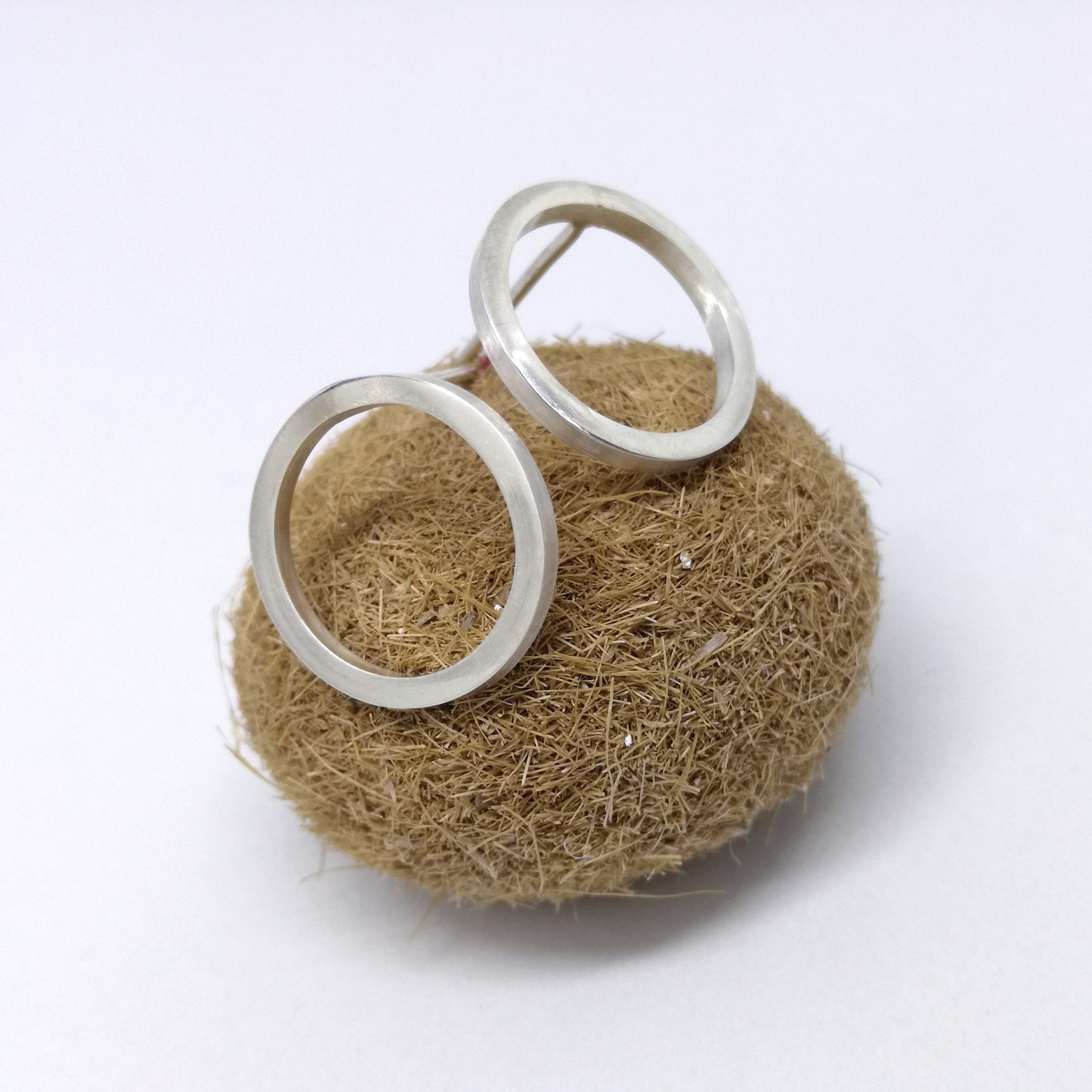 Pendiente redondo de plata