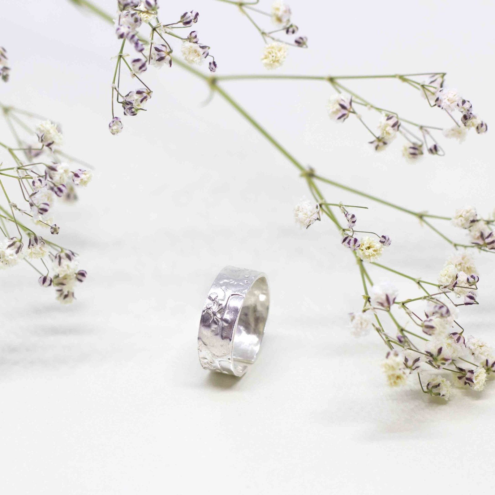 Anillo floral plata